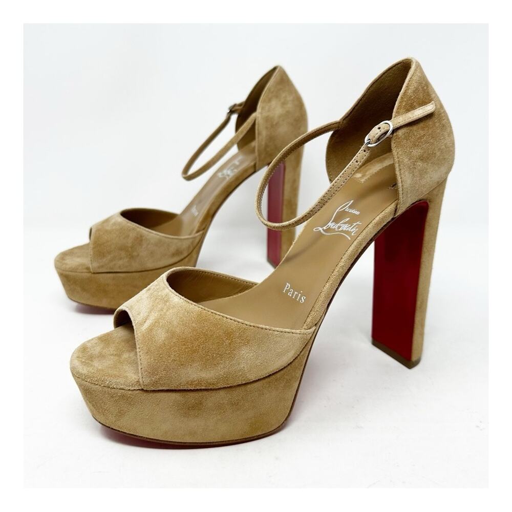 Christian Louboutin Sandaloo Suede Platform Heels Womens Size EU 39